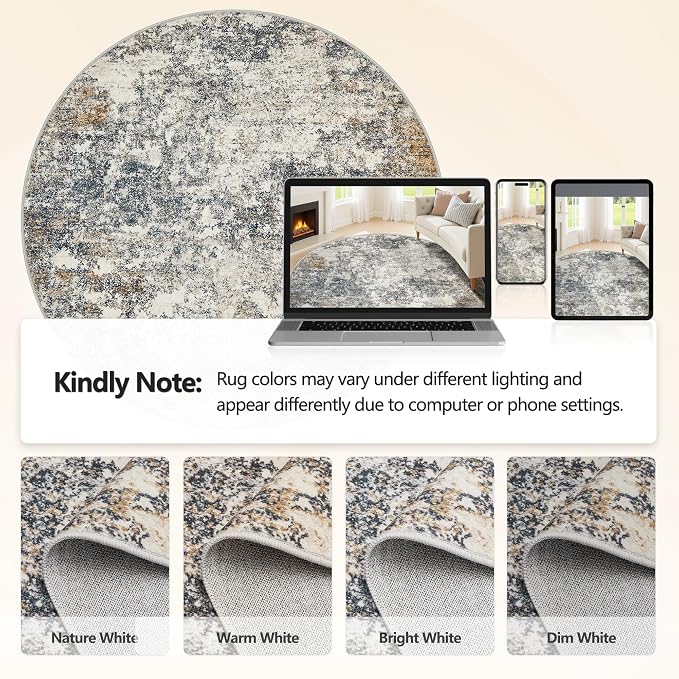 8ft Washable Round Rug - Image 8