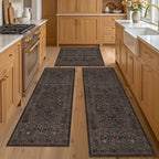 Taupe Brown Kitchen Rug Set of 3, Washable Non-Slip Mats by JTJ