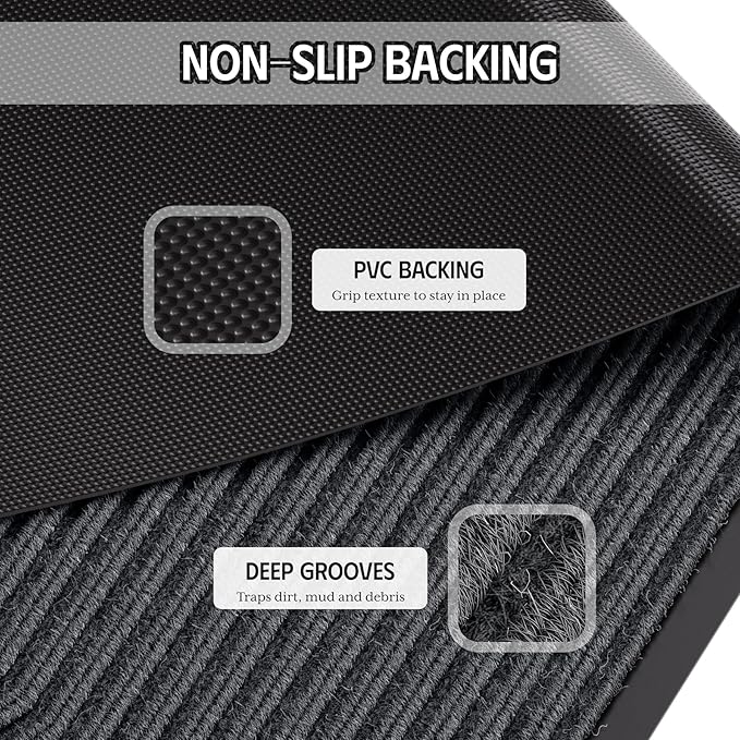 Front Door Mat, Non-Slip Welcome Mat, Absorbent & Dirt Resistant, Low Profile - Image 5