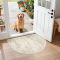 Soalmost Washable Half Circle Round Rug 2x3 Beige, Small Half Moon Rug Entryway by Soalmost