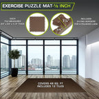 ProsourceFit Exercise Puzzle Mat 1/2-inch, EVA Interlocking Foam Floor Tiles - Image 2