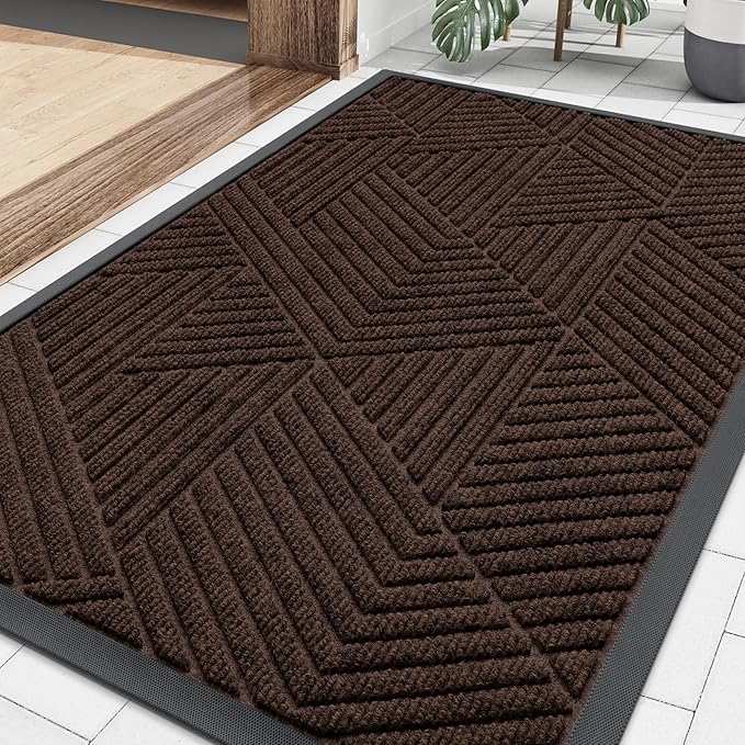 Smiry Front Door Mat Outside Entrance, Heavy Duty Sturdy Natural Rubber Doormat by Smiry