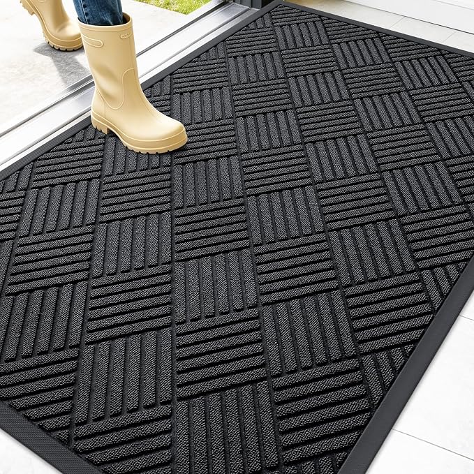 OLANLY Front Door Mat Outside Entrance 47x32, Heavy Duty Sturdy Natural Rubber by OLANLY