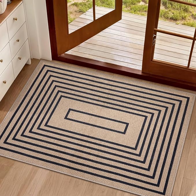 Tangsoo Geometric Easy Jute Rug 2x3 Washable Rug, Small Area Rug by Tangsoo