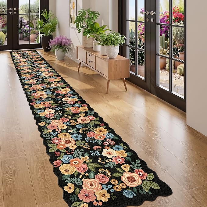 DUKINO 2x14 Hallway Runner Rug, Non Slip Floral Washable Runner Rug - Image 5