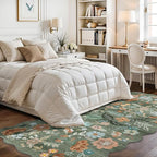 4x8 Washable Area Rug for Family: Stain Resistant Wide Floral Scalloped Kitchen - Image 4