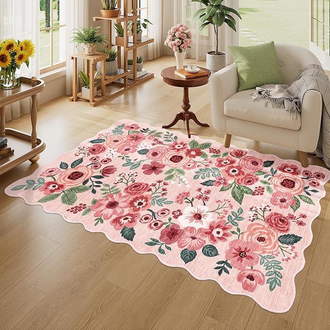 DUKINO 3x5 Area Rug, Floral Non-Slip Indoor Washable Rug - Image 3