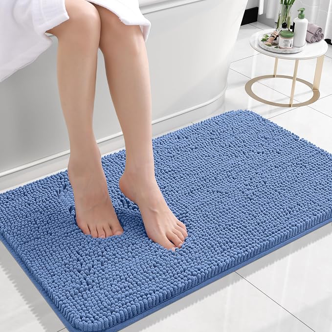 OLANLY Small Bathroom Rugs 24x16, Soft Absorbent Chenille Bath Rugs, Rubber by OLANLY