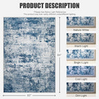 5x7 Area Rug Living Room Rug: Washable Modern Abstract Soft Thin Rug Indoor - Image 2