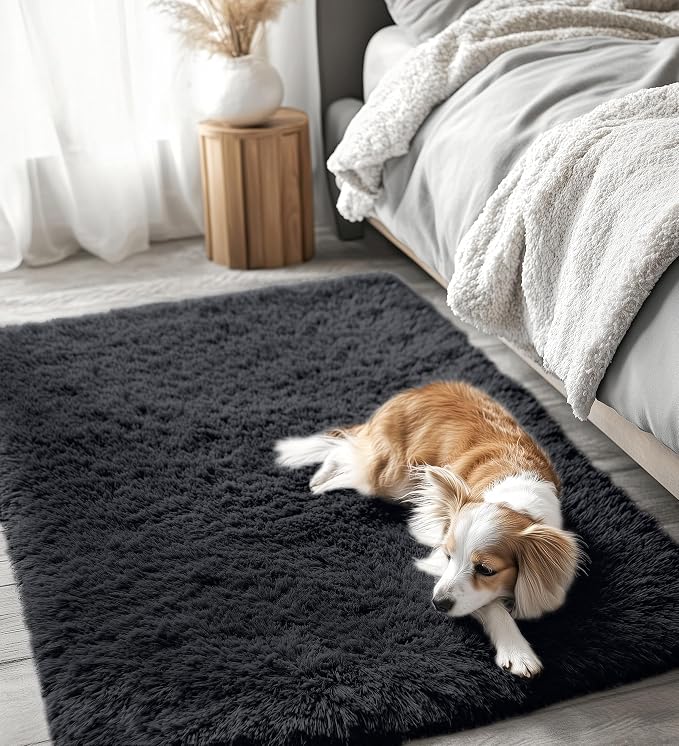OLANLY 4x5 Machine Washable Accent Rug, Soft Fluffy Shaggy Area Rug - Image 9