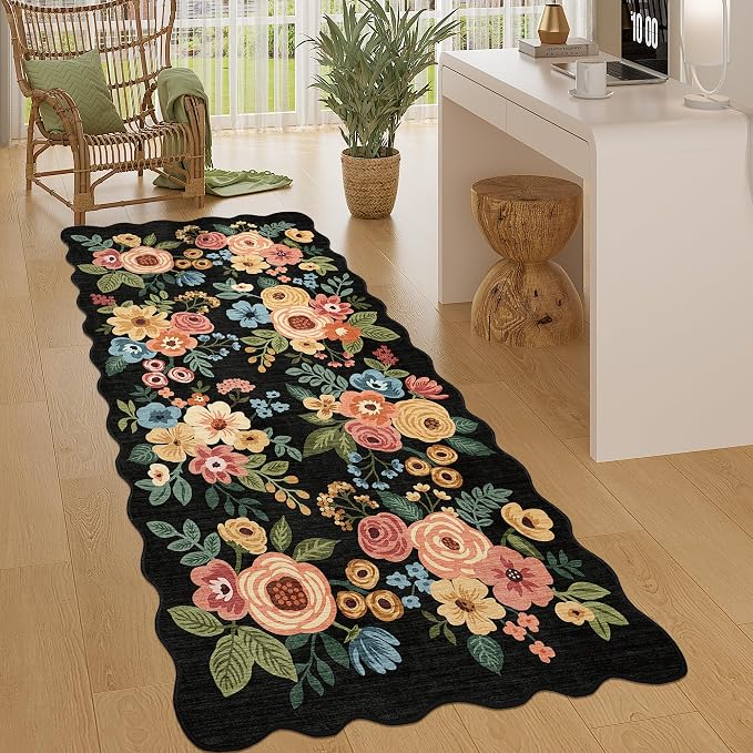 DUKINO 3x6 Washable Runner Rug, Soft Indoor Floral Non Slip Runner Rug - Image 5