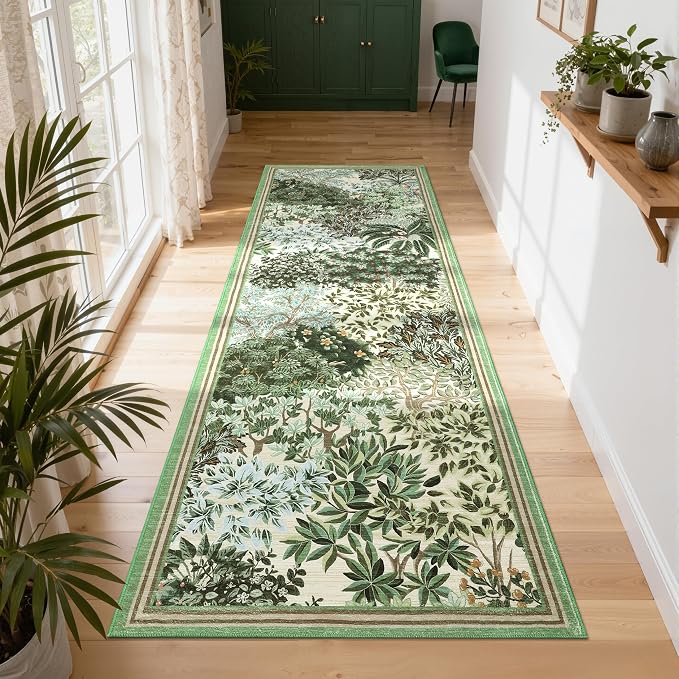 GarveeHome Forest Runner Rug 2.5x8, Botanical Low Pile Non Slip Stain - Image 2