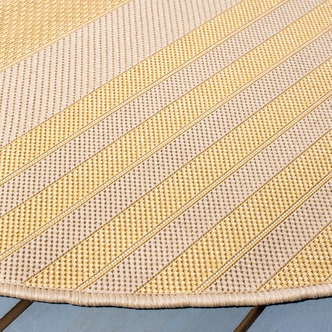 SAFAVIEH Courtyard Collection 6'7" Round Gold/Beige CY6062 Stripe Indoor/ - Image 5