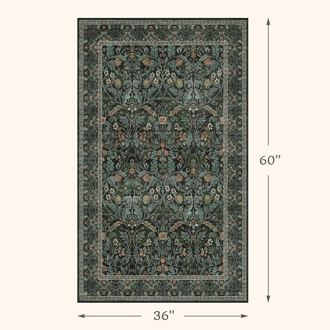 3x5 Washable Area Rugs for Entryway Indoor, Large Kitchen, Low Pile Rugs for - Image 2