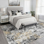 7x9 Area Rug Living Room: Washable Large Abstract Neutral Modern Soft Rug Stain - Image 3