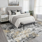 10x12 Area Rug Living Room: Washable Large Abstract Neutral Modern Soft Rug - Image 3