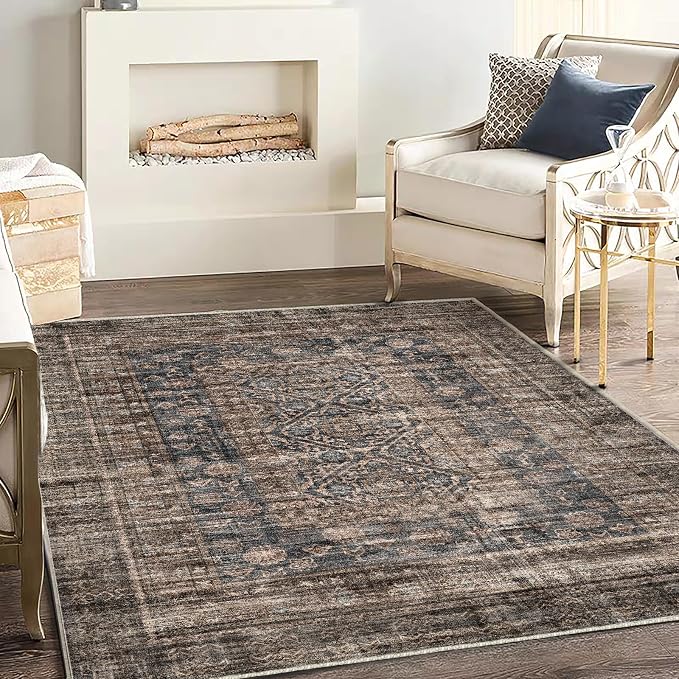 CHAMPLANT Washable Area Rug 3'x5' Vintage Traditional Floor Cover Foldable Thin - Image 2