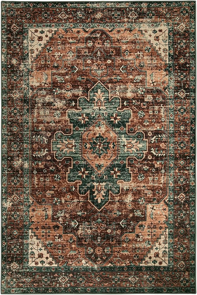 Moynesa Ultra-Thin Washable Vintage Area Rug - Image 8