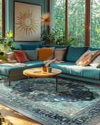 RELEANY Area Rugs 6'x9' Washable Non-Slip, Floral Vintage Distress Medallion - Image 4