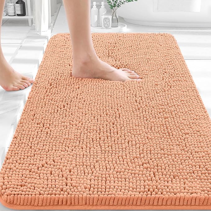 OLANLY Bathroom Rugs 30x20, Extra Soft Absorbent Chenille Bath Rugs, Rubber by OLANLY