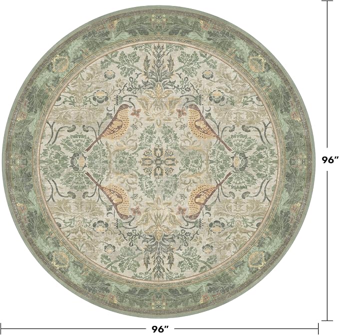 Hazo Haus Vintage Bird Patterned 8ft Area Round Rug - Image 2