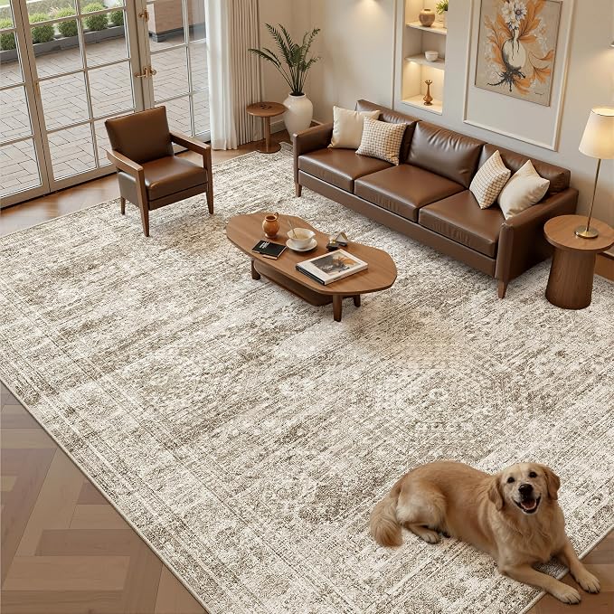 Soalmost Area Rug 10x12 Vintage Washable Living Room Large Carpet Non Slip - Image 2