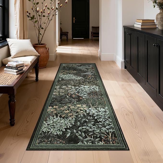 GarveeHome Forest Runner Rug, Botanical Low Pile Non Slip Stain Resistance - Image 3