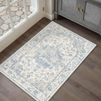 Neutral Kitchen Rug Set of 3 Washable Blue Vintage Kitchen Mats - Image 2