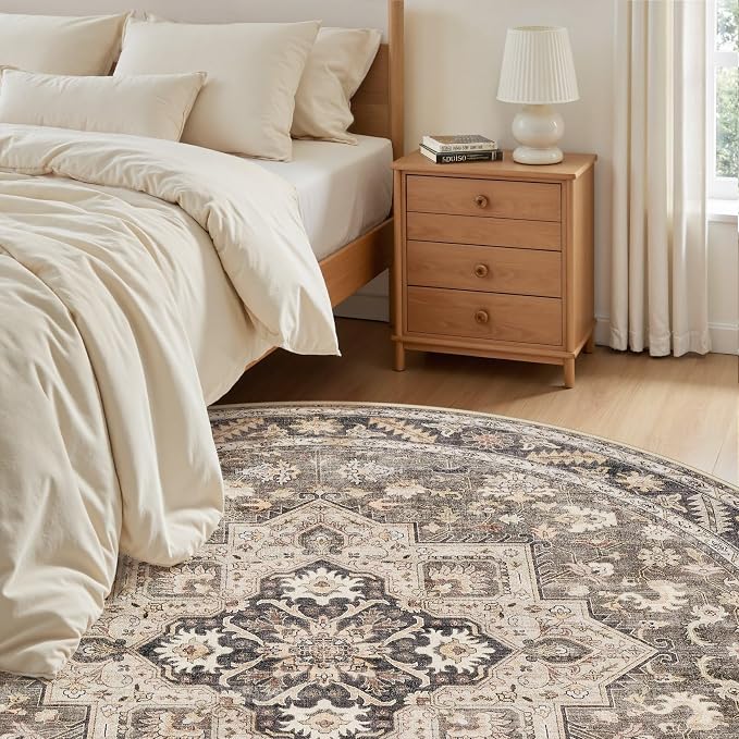 5ft Round Vintage Living Room Area Rug - Image 5