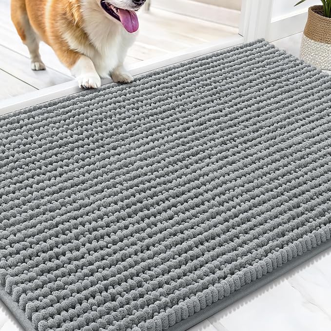 OLANLY Dog Door Mat for Muddy Paws 30x20, Ultra Absorbent Chenille Mud Doormat by OLANLY