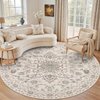 Round Area Rug for Living Room: 6ft Washable Vintage Boho Soft Thin Circle Rug by EXPEDIX