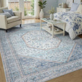 DCX Blue 5x7 Rug, Machine Washable Stain Resistant Kid & Pet Friendly by DCXWashableRug