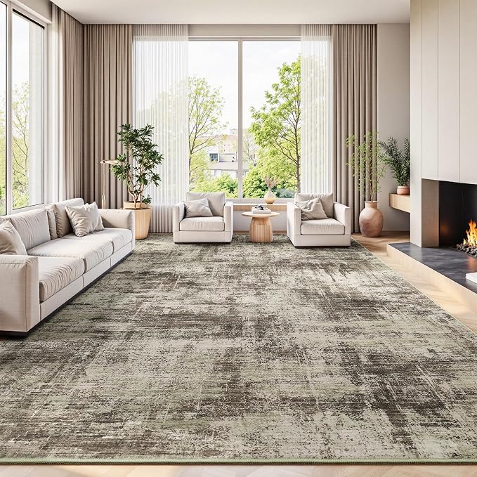 Lofus 9x12 Area Rug for Living Room, Neutral Modern Washable Carpet for Bedroom by Lofus