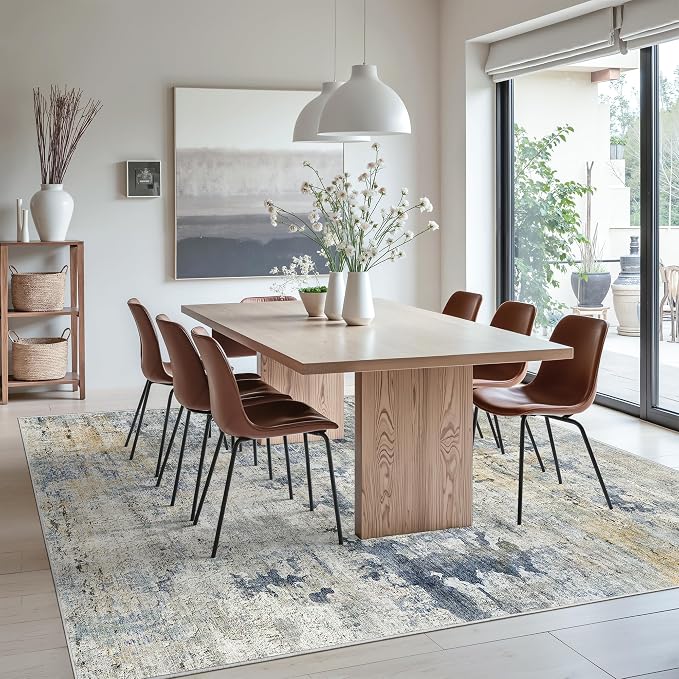 Soalmost Abstract Rug 8x10 Large Living Room Rugs Neutral Modern Washable Area - Image 3