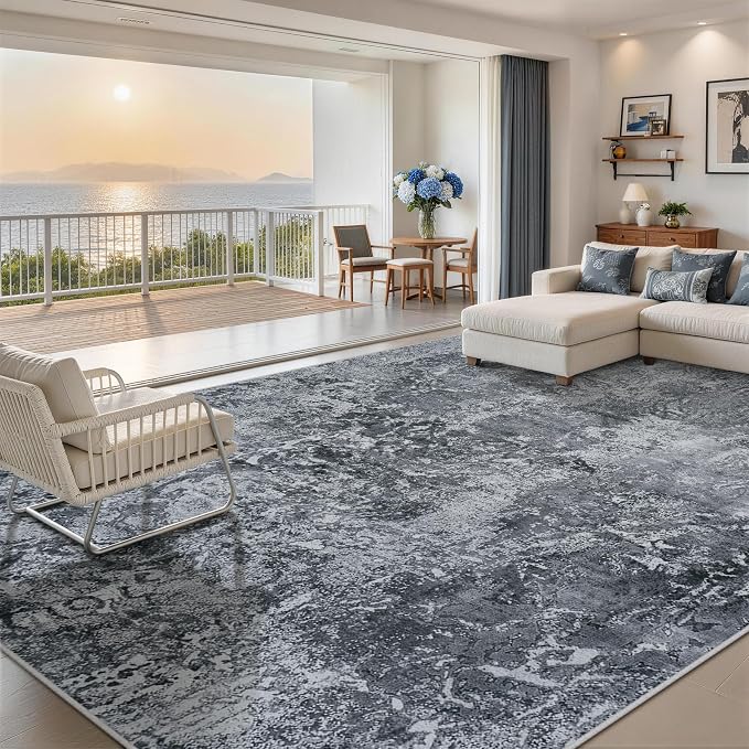 10x14 Area Rugs for Living Room Rug Washable: Abstract Large Rug Indoor Modern - Image 3