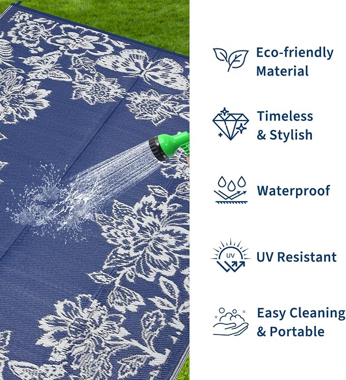 Garvee Outdoor Rugs 9' x 12’ Waterproof Reversible Mats, Large Area Plastic - Image 2