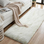 KCHOWUA Cream White Thick Fluffy Area Rug - Image 2