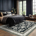 Black Floral Area Rugs 6x9 Living Room, Vintage Modern Farmhouse Boho Indoor - Image 6
