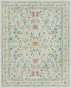 Green Washable Floral Rugs 7x9 Large Vintage Boho Non-Slip Living Room Carpet - Image 7