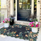 Dark Navy Floral Entry Rug - Image 3