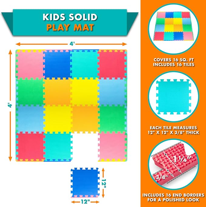 ProSource Baby Play Mat, Soft Foam Floor Tiles - Image 2