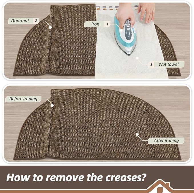 BEQHAUSE Dirt Trapper Door Mat 26" x 40" Half Circle Non-Slip Washable Doormats - Image 9