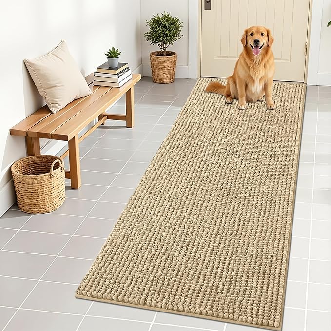 OLANLY Dog Door Mat for Muddy Paws 70x24, Ultra Absorbent Chenille Mud Doormat by OLANLY