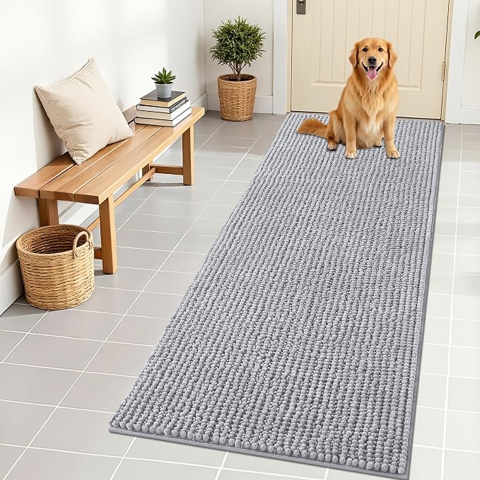 OLANLY Dog Door Mat for Muddy Paws 70x24, Ultra Absorbent Chenille Mud Doormat by OLANLY
