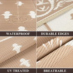 Pauwer Waterproof Outdoor Rug 10x14, Reversible Plastic Straw Patio Camping Rug - Image 2