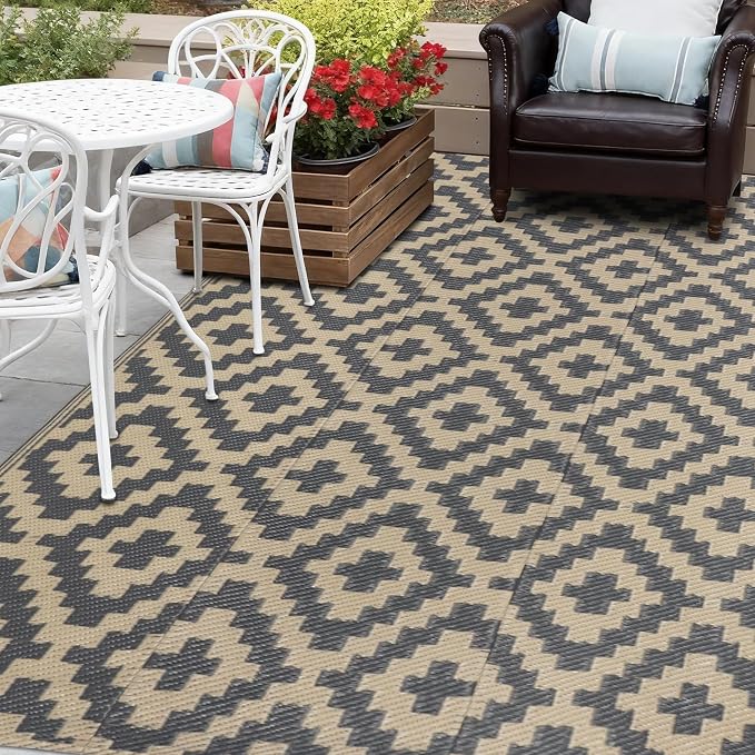 SAND MINE Reversible Mats, Plastic Straw Rug, Modern Area Rug, Large Floor Mat - Image 5