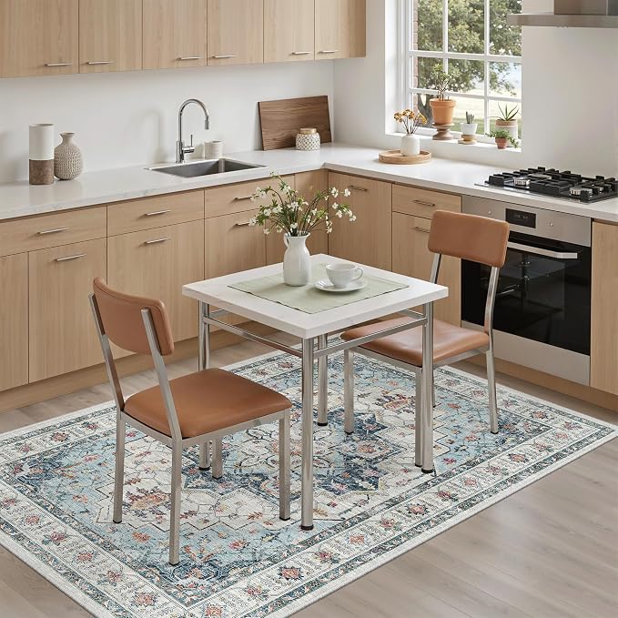 Madane Area Rug 4x6 Washable Rugs: Vintage Living Room Rug Soft Low Pile Non by Madane