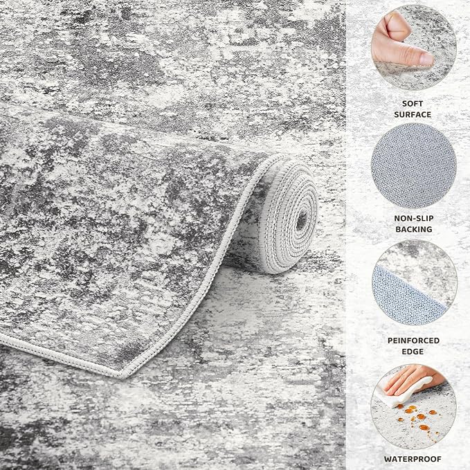 UERMEI 2x3 Entryway Area Rug: Washable Neutral Modern Abstract Small Rug - Image 6