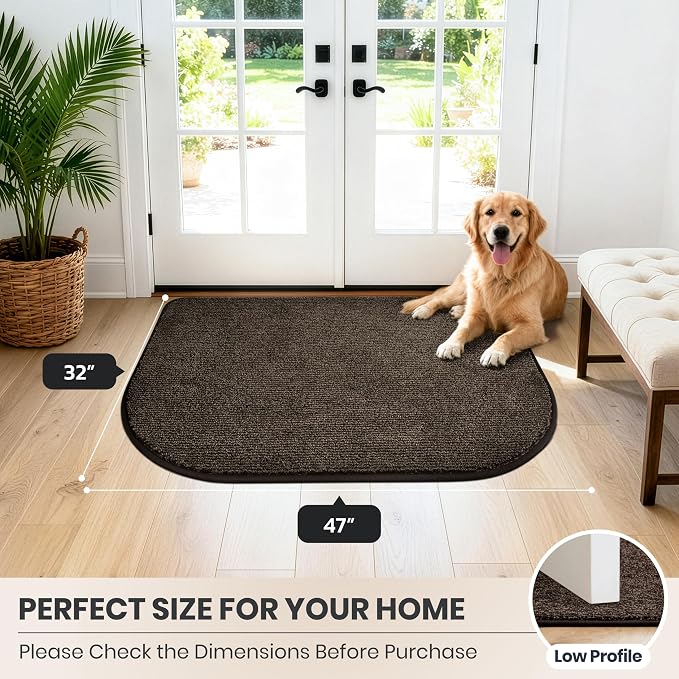PURRUGS Dirt Trapping Door Mat Half Round 32" x 47", Non-Slip Machine Washable - Image 8