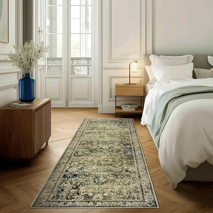 Boho Washable Runner Rug for Kitchen, Non Slip Rubber Backing Non Skid Oriental - Image 5